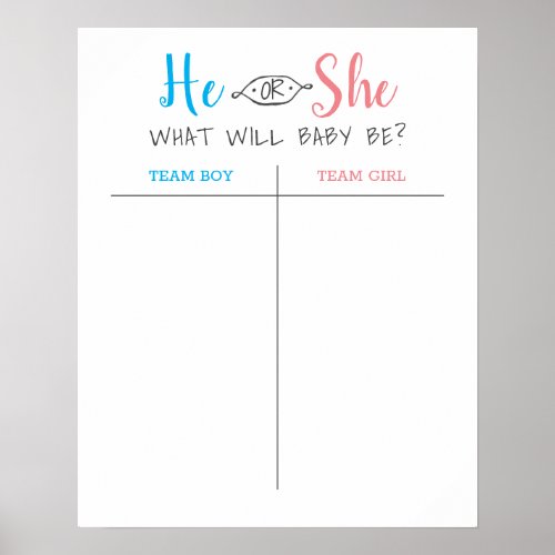He or She Baby Gender Reveal Guess Poster