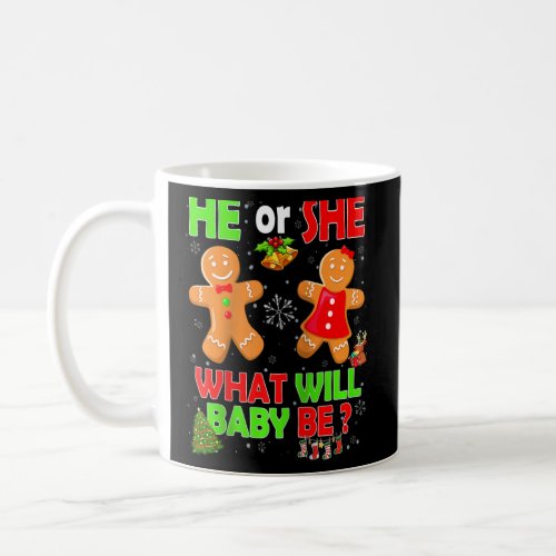 He Or She Baby Gingerbread Cookie Gender Reveal Ch Coffee Mug