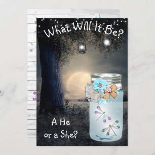 He or She, Baby Shower Gender Reveal Dragonfly Invitation
