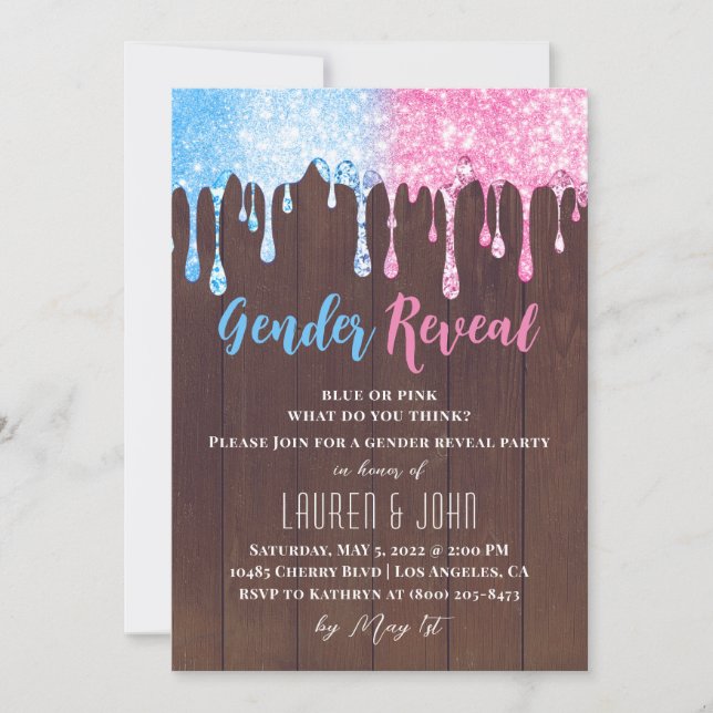 He or She Balloon Gender Reveal Invitation (Front)