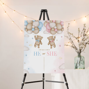 He or She Bear Gender Reveal Sign