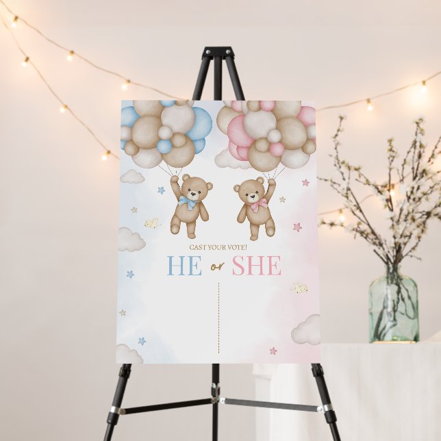 He or She Bear Gender Reveal Sign (In Situ (Stand))