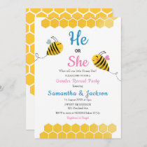 He or She Bee Gender Reveal Invitation