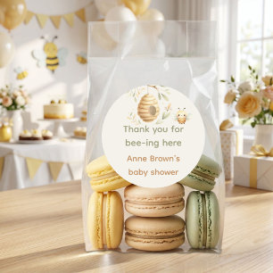 He or She Bee-ing Here Favor Baby Shower Classic Round Sticker