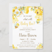 He or She Bee Yellow Floral Gender Reveal Party Invitation (Front)