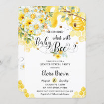 He or She Bees Yellow Floral Gender Reveal Party   Invitation