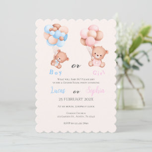 He or She Blue or Pink Gender Reveal Invitation wi