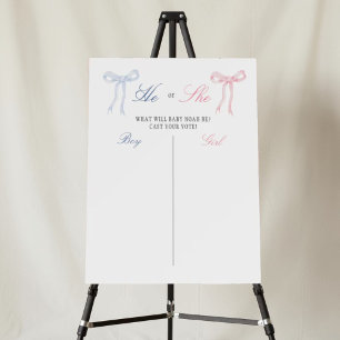 He or She Bow Gender Guess Gender Reveal Voting Foam Board