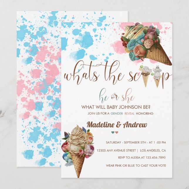  He Or She | Boy Or Girl | Gender Reveal Invitation (Front/Back)