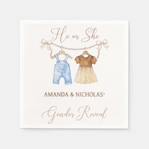 He or She Clothes Gender Reveal  Napkins