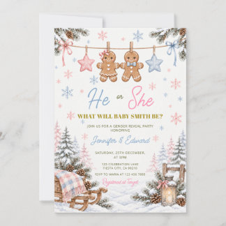 He or She Cookies Gingerbread Gender Reveal Invitation