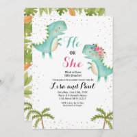 He or She Dinosaur Gender Reveal Invitation