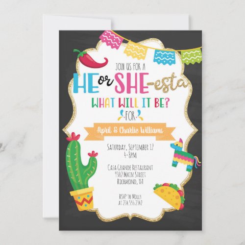 He or She_esta Fiesta Theme Gender Reveal Invitation