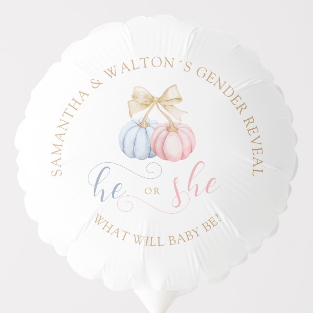 He or She Fall Pumpkin Gender Reveal Balloon (Front)