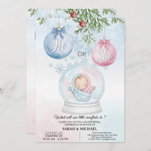 He or She? Festive Christmas Gender Reveal Party  Invitation
