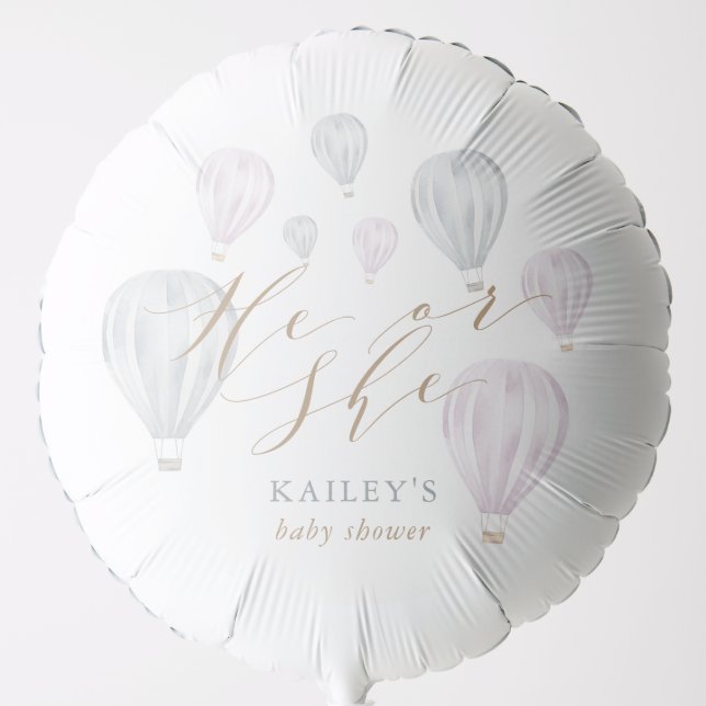 He or She Gender Reveal Air Balloon Baby Shower (Front)
