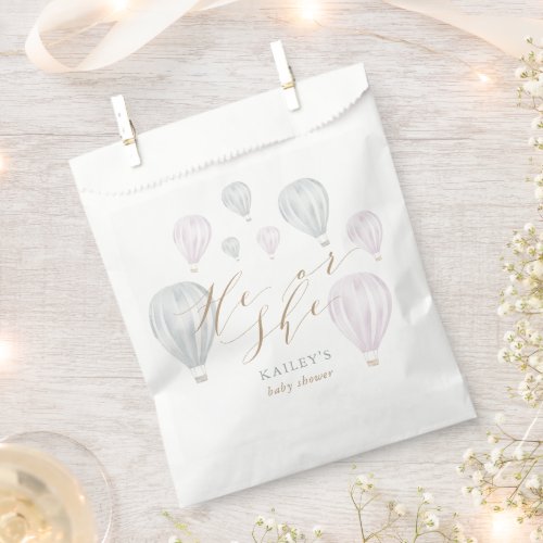 He or She Gender Reveal Air Balloon Baby Shower Favor Bag