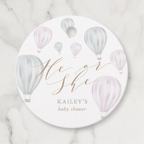 He or She Gender Reveal Air Balloon Baby Shower Favor Tags