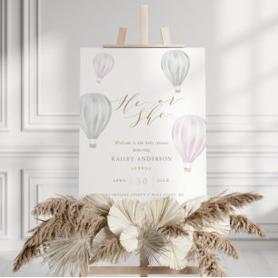He or She Gender Reveal Air Balloon Baby Shower Foam Board