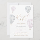 He or She Gender Reveal Air Balloon Baby Shower Invitation (Front)