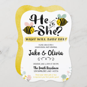 Bee Gender Reveal Invitations Invitation Templates Zazzle