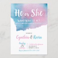 He or She Gender Reveal Invitation