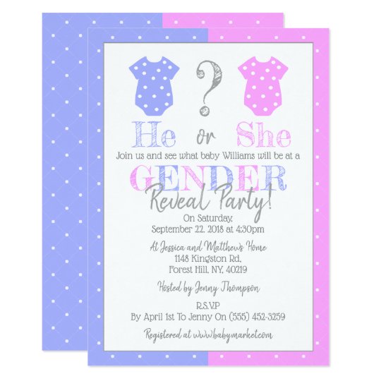 He Or She? Gender Reveal Party! Baby Shower Invitation | Zazzle.com