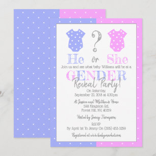 He Or She? Gender Reveal Party! Baby Shower Invitation