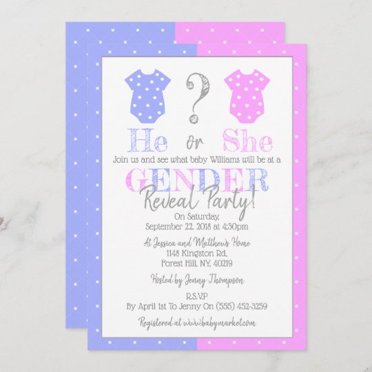 He Or She? Gender Reveal Party! Baby Shower Invitation | Zazzle.com