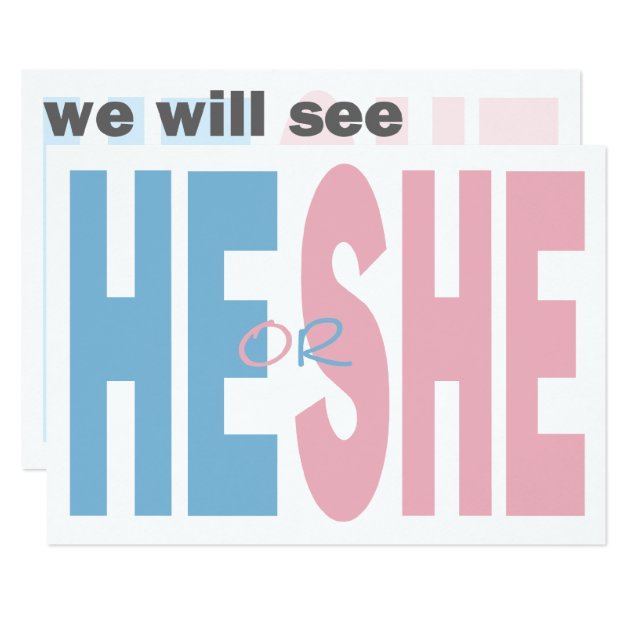 He Or She Gender Reveal Party Invitation