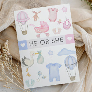 He or She Gender Reveal Party - He or She Shower Invitation