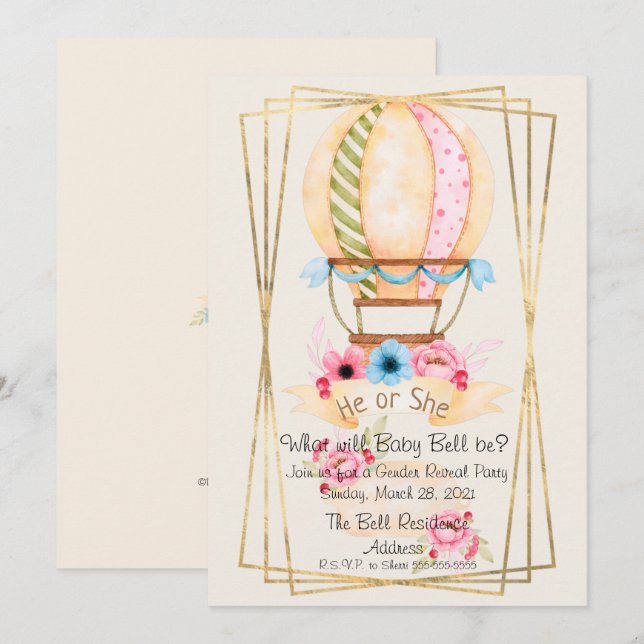He or She Gender Reveal Party Invitation (Front/Back)