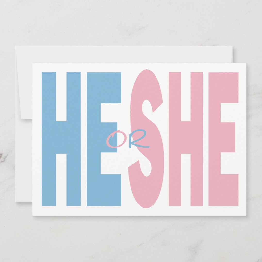 He or She Gender Reveal Party Invitation | Zazzle