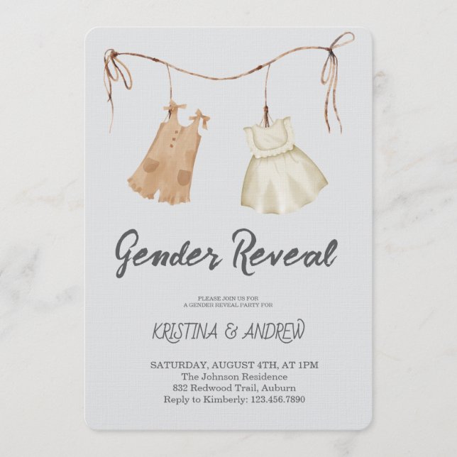 He or She Gender Reveal Party Invitation (Front)