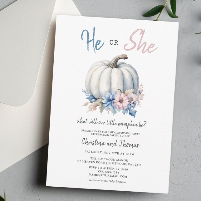 He or She Gender Reveal Party Invitation (Creator Uploaded)