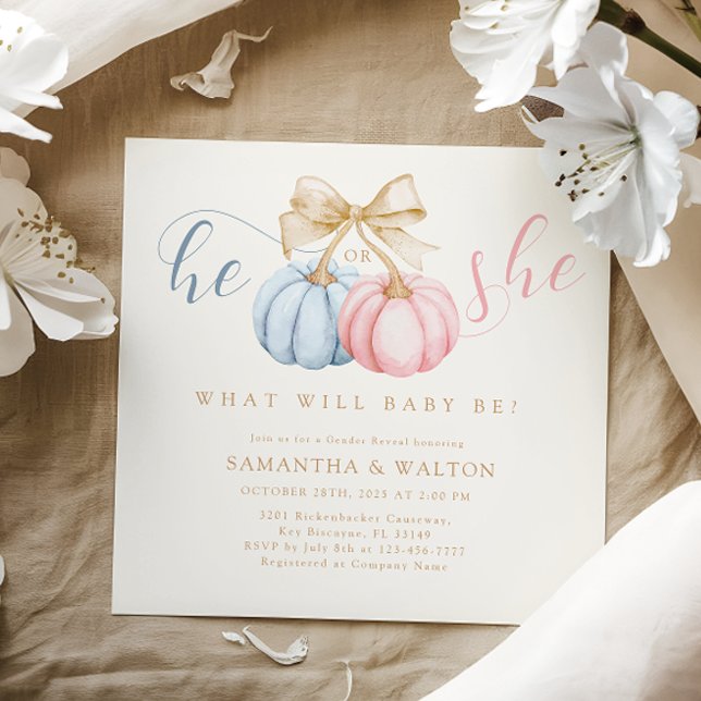 He or She Gender Reveal Party Invitation (Creator Uploaded)