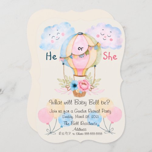 He or She Gender Reveal Party Invitation