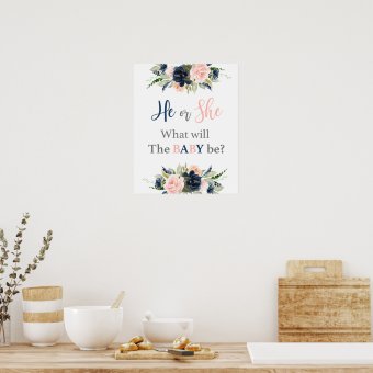 He or She Gender Reveal Poster | Zazzle