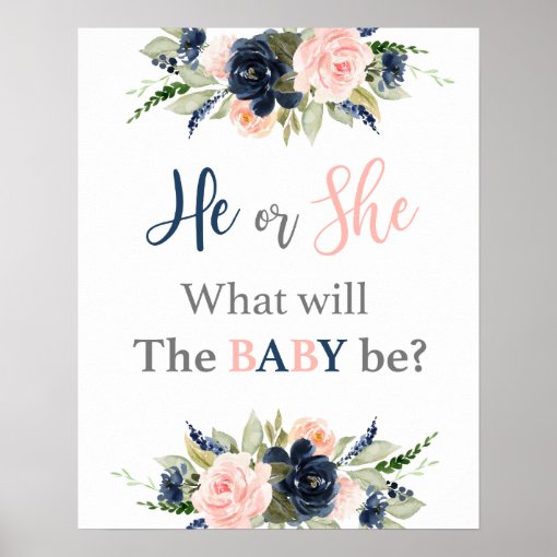 He or She Gender Reveal Poster | Zazzle