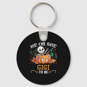 He Or She Gigi To Be Halloween Skeleton Baby Revea Keychain