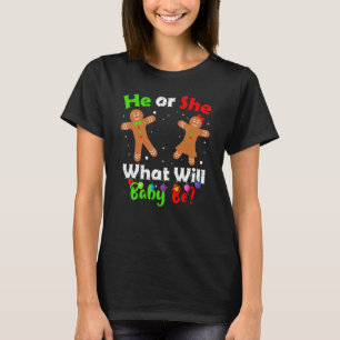 He Or She Gingerbread Cookie Baby Christmas Gender T-Shirt