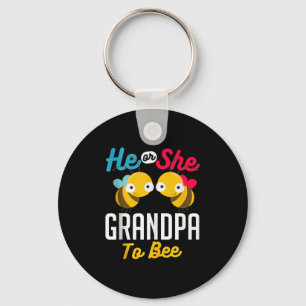 He Or She Grandpa To Bee Baby Reveal Announcement Keychain