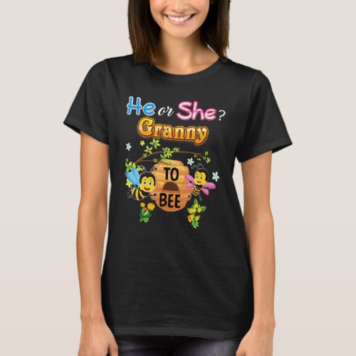He Or She Granny To Bee Be Gender Reveal Baby Moth T_Shirt