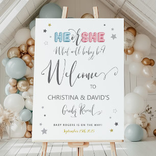 He or She Gray Gold Welcome to Gender Reveal Party Foam Board