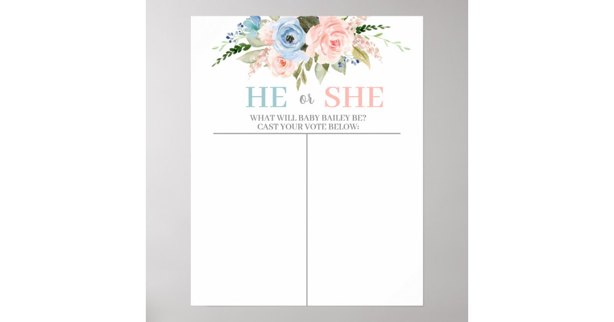 He or She Guess the gender poster | Zazzle