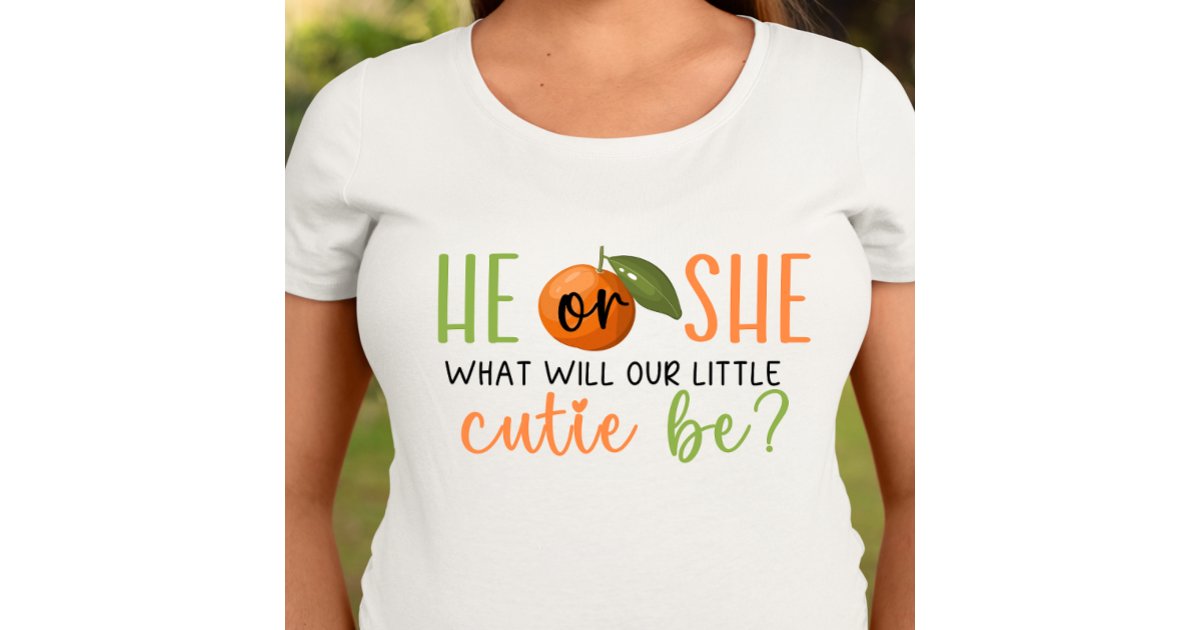 He Or She, Little Cutie Gender Reveal T-shirt | Zazzle