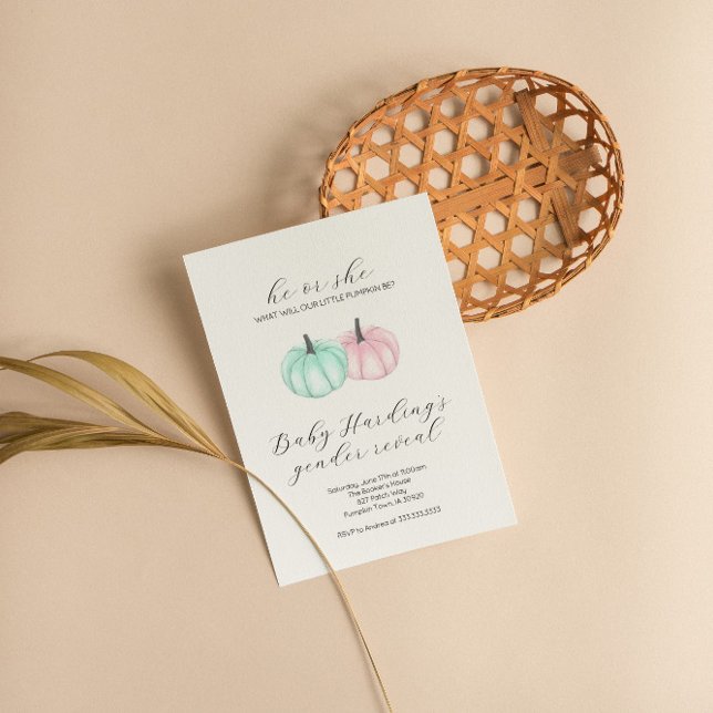 He or She Little Pumpkin Fall Gender Reveal Invitation (Creator Uploaded)