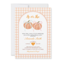 He or She Little Pumpkin Gender Reveal Pink Blue Invitation
