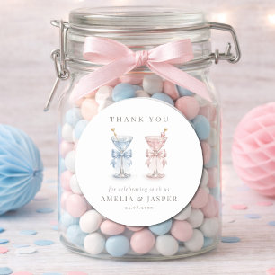 He Or She Martini Gender Reveal Party Thank You Classic Round Sticker