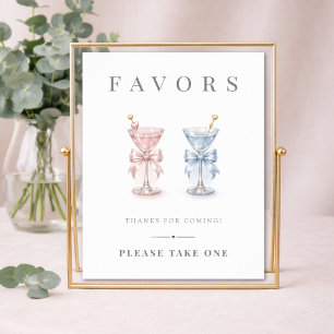 He Or She Martini Theme Gender Reveal Favors Sign